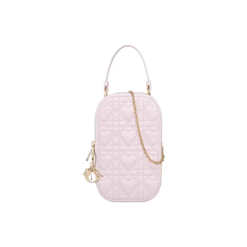DIOR Lady Dior Чехол для телефона из овечьей шкуры женский светло-розовый