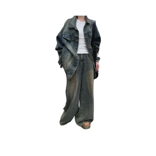 HAPG Основное изображение Винтажный синий Высокое качество Женские Куртки