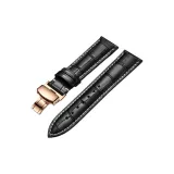 Розово-золотой ремешок, черная кожа с белой строчкой