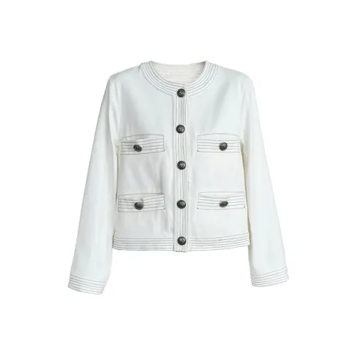 SNZX Белый CHANEL Inspired Пальто Женские Джинсовые куртки