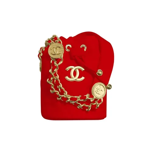 CHANEL 22A Early Autumn С рельефом Тисненый Коровья кожа Ведрообразная Сумка Сумка через плечо Мини Женская Красная