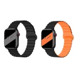 Яблоко Силиконовый ремешок - Полночный черный * Черный и оранжевый