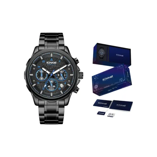 RONMAR Classic Collection Кварцевый механизм Силиконовый ремешок Часы Мужские Черный циферблат