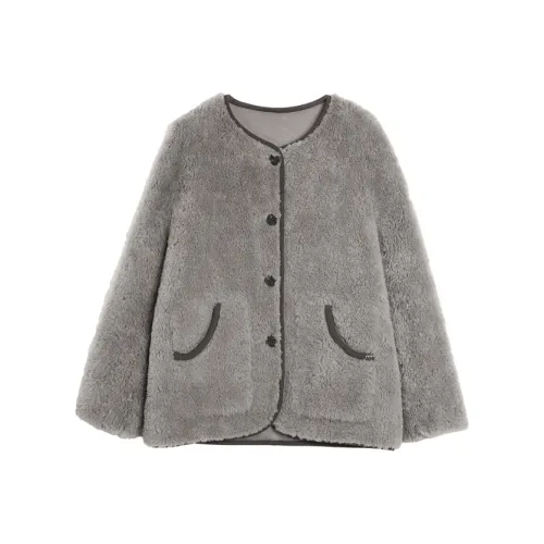 ELLE Средне-серый Женские Бархатные Куртки