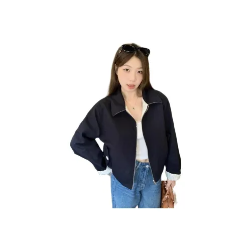 HAPG Темно-синий Высокое качество Двусторонний Весна-осень Пальто Женские Куртки