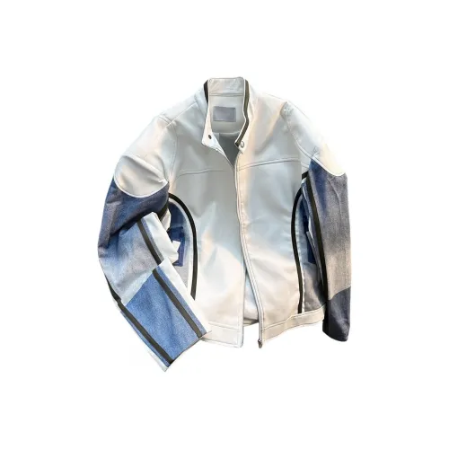 JXAETE LZH ZGFS JK8571 Белый Мужская Кожаная Куртка