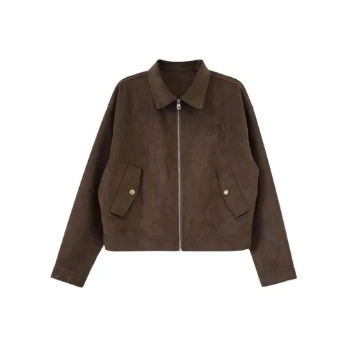 IUNOP Темно-коричневые женские бархатные куртки