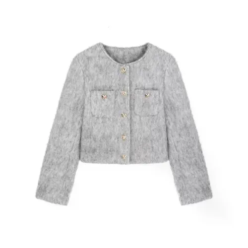 Dippanis Светло-серый Женский Короткий Пальто