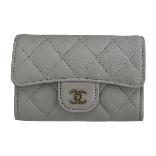 CHANEL Кошелек из коровьей кожи женский светло-серый