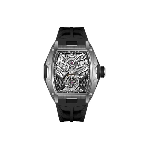 OBLVLO Автоматический механический механизм ремешок из фторкаучука мужские часы многоцветный циферблат часов