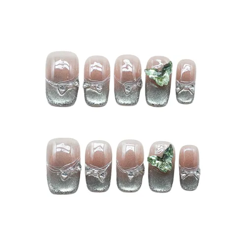 OEING Лето Цветовой блок Жемчужный бантик Премиум Feel Короткий LADDER Телесный Smudge Мелкие блестки