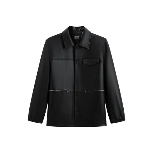 PEACEBIRD MEN Sharpness Кожа Куртка PETER DO Коллаборация Овчина Куртка Мужской