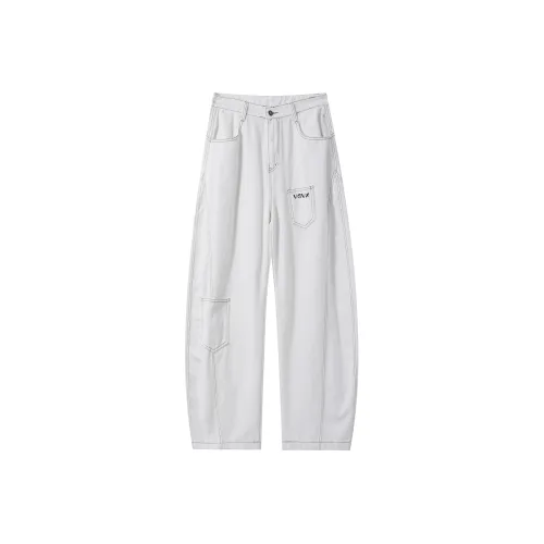 VGVX Белый Съемный Металлический Логотип Бренда Унисекс Джинсы