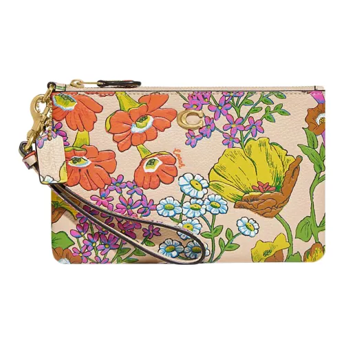 COACH Wristlet Полированная песчаная кожа Маленькая сумочка Клатч Маленькая Женская Многоцветная