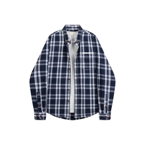 SNOOPY Темно-синяя клетка Унисекс Рубашки