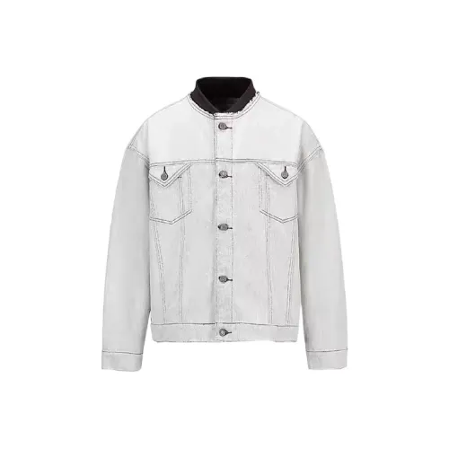 THINGYLAB Серый Бежевый Мужской Джинсовые Куртки