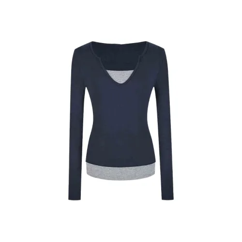 Wang Leshi Темно-синие женские футболки T