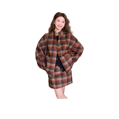 Dippanis Красный Клетчатый Топ+Короткая Юбка Женские Юбочные Комплекты