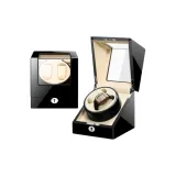 Чёрный цвет рояля + экрю кожа [2 слота для часов]