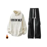 Абрикосовый (с флисовой подкладкой) свитшот + черные штаны