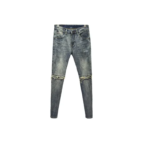 DABAISHA Выстиранные синие мужские джинсы