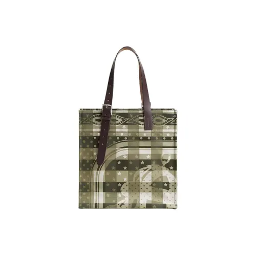 HERMES H Plume Viking Холст Плечевая сумка Женская Хаки и Бежевый Зеленый