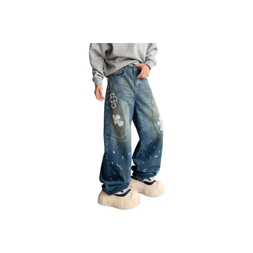 NVRFRGT Синий Унисекс Джинсы