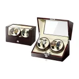 Эбони с текстурой + Белая кожа [4 отделения для часов]