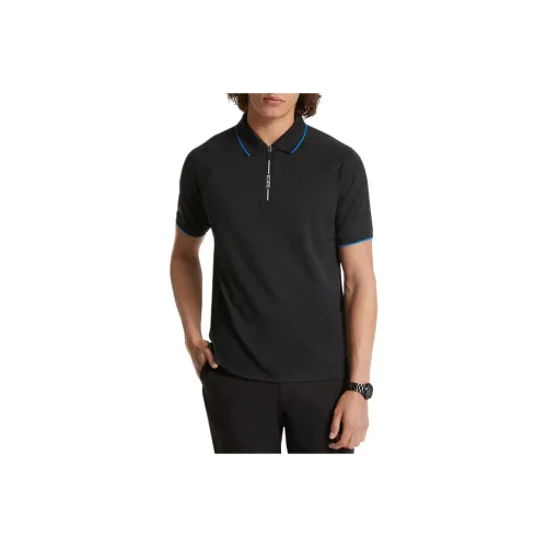 MICHAEL KORS Эластичный Вязаный Полузастежка Поло Поло Мужской Черный