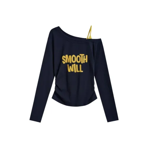 Wang Leshi Темно-синие женские футболки T