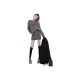 Двухкомпонентный комплект [Серый худи + Серый короткий топ]