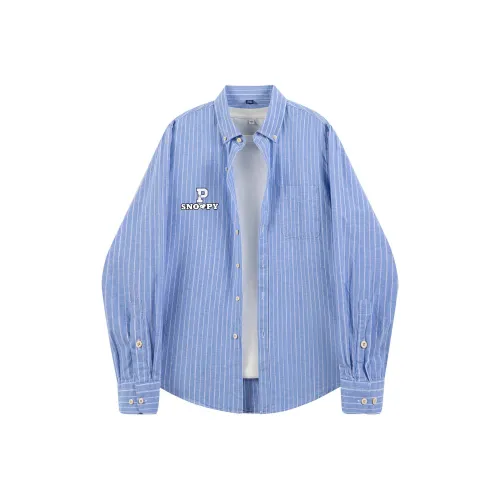 SNOOPY Светло-синие полосы Унисекс Рубашки
