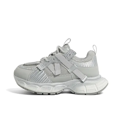 FOREVER 21 Амортизация Низкие Топ Кроссовки с Толстой Подошвой Женские Серебристый Серый