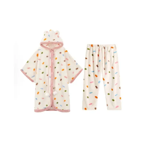 OEING Абрикос Разноцветные точки [Двухкомпонентный комплект] Женские пижамные комплекты