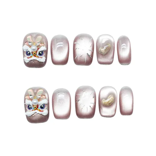 OEING Новогодний Edition Фейерверк Кошачий глаз Кожа Привлекательный Лев Короткий Квадрат Розовый Смоки Шimmer