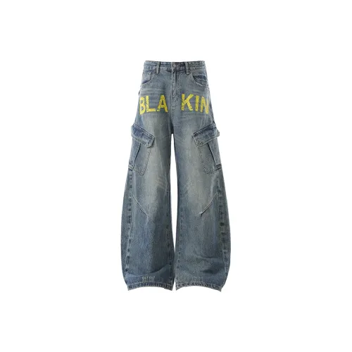 BLANKIN. Темно-синий синий унисекс джинсы