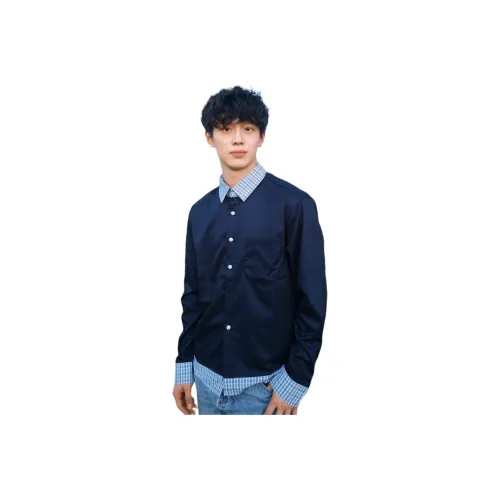 RENBEN1986 Темно-синие унисекс рубашки