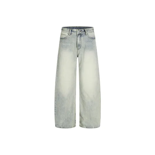 STRANGER LAB Выстиранные синие унисекс джинсы