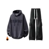 Свитшот серого цвета с флисовой подкладкой + черные штаны