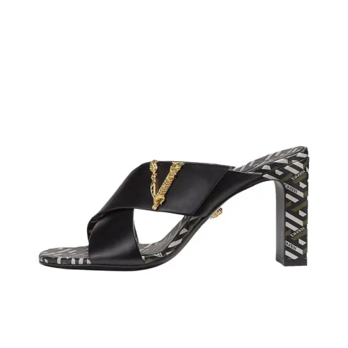 FANSIZHE La Greca Нестандартный каблук Слипоны 10 см Женские Черный