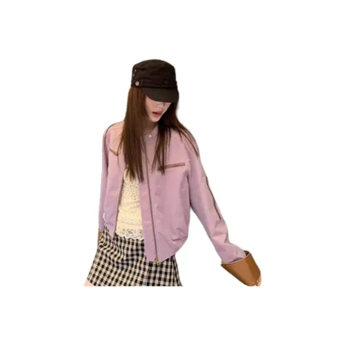 Amyway Фиолетовый Женские Кожаные Куртки