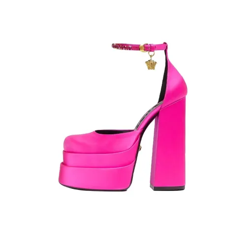 VERSACE Medusa Aevitas Грубый каблук Высокий каблук Барби Обувь Женские Розово-красный