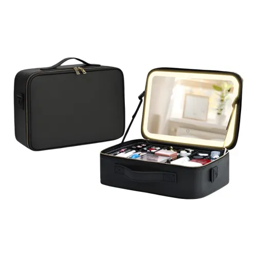 OMGD Косметичка для женских портативная большой объем с зеркальцем и светодиодным светом 2025 новинка