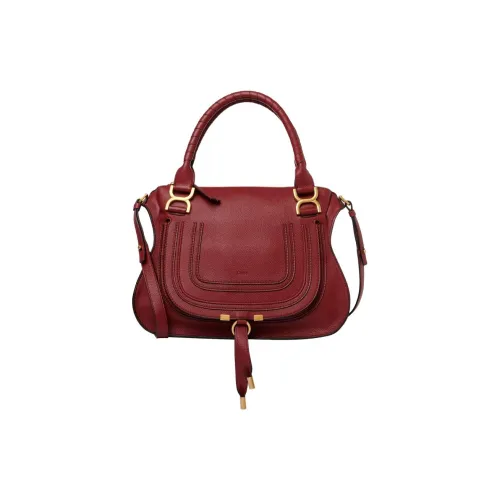 Chloe Marcie Рельефная Телячья Кожа Сумка через плечо Сумка среднего размера Женская Темно-красный Бургунди