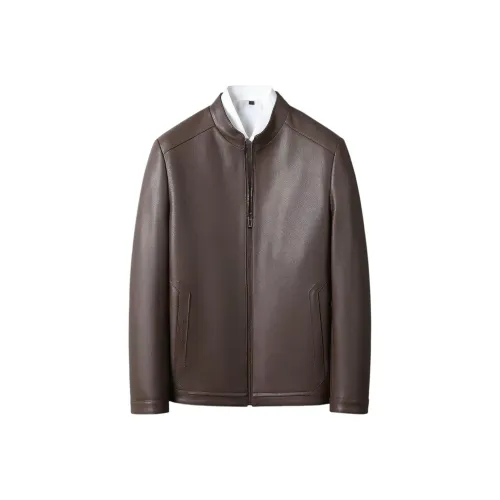 SENJIALUO Коричневый Мужская Кожаная Куртка