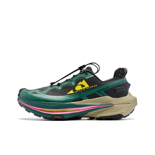 QIAODAN Амортизация Противоскользящий Водонепроницаемый Низкий Топ Повседневные Беговые кроссовки Мужские Черный клевер Зеленый