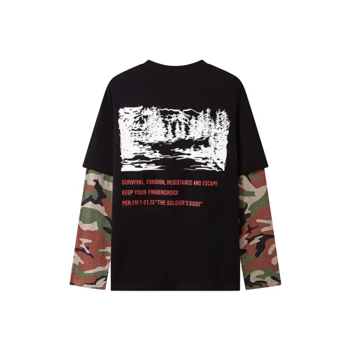 Fingercroxx Черный Зеленый Камуфляж Унисекс T-рубашки