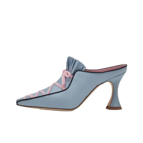 MANOLO BLAHNIK Нет Особенный Эффект Домашние тапочки 9 см Женские Синий