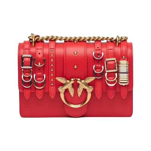 PINKO Love Series Корова Кожа Плечевая Сумка Маленькая Женская Красная
