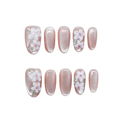 OEING Ручная работа Искусственные ногти Pure Desire Минималистский стиль Magic Mirror Розовый Миндаль Овал Розовый Однотонный Сияние